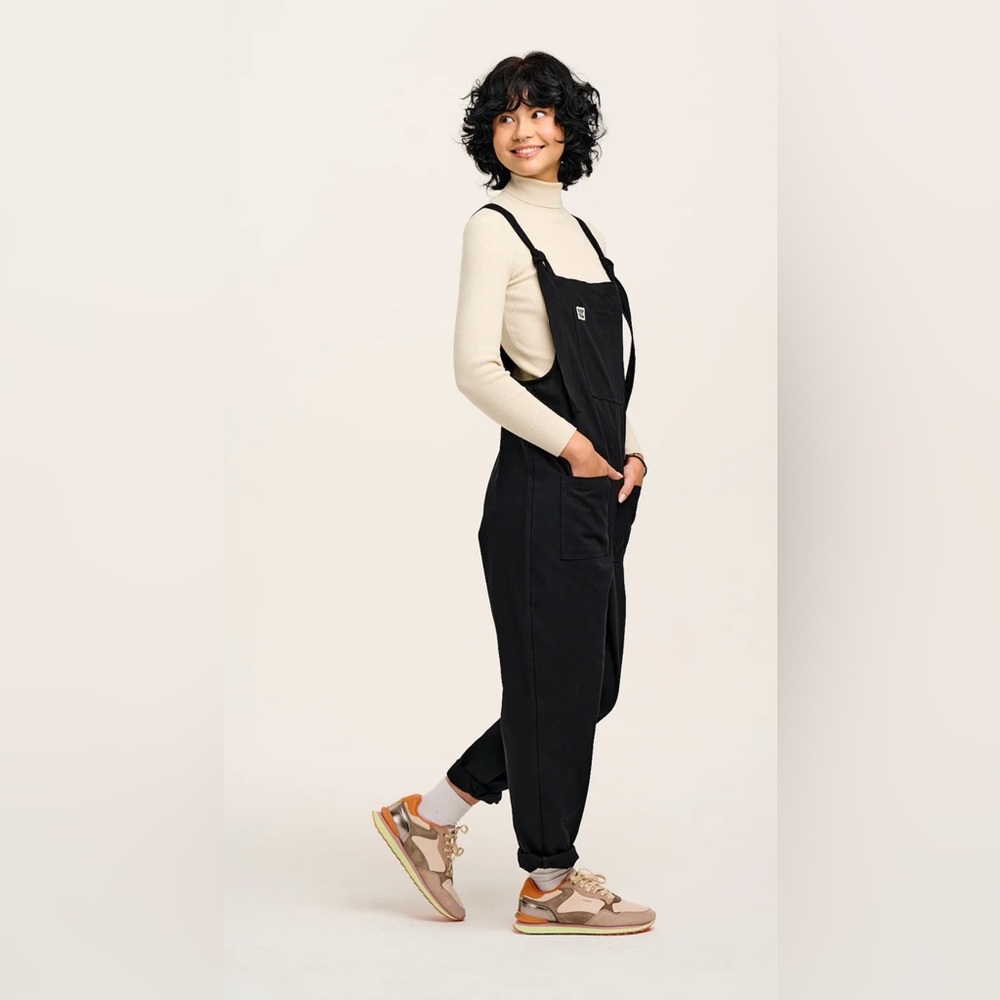 Lucy & Yak | Faded Black Cotton Dungarees | US 14L